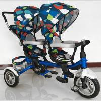 купить Детский двухместный велосипед TurboTrike M 3116TW-5A-D резиновые колеса (голубой капли)