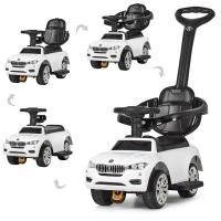 купить Каталка-толокар для детей BMW 7662-1 с родительской ручкой 2в1 (белая)