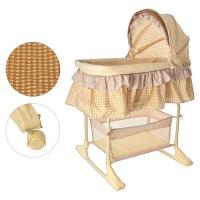 купить Детская кроватка качалка Bambi M 1542 с колесами (бежевая)