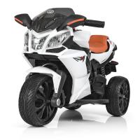 купить Детский электромобиль мотоцикл Bambi M 3912EL-1 с кожаным сиденьем колеса ЕВА (белый)