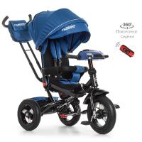 купить Колясочный трехколесный велосипед Turbotrike M 4060-11 с поворотным сиденьем и пультом (темно-синий)