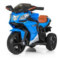 купить Детский электромобиль мотоцикл Bambi M 3912EL-4 с кожаным сиденьем колеса ЕВА (синий)