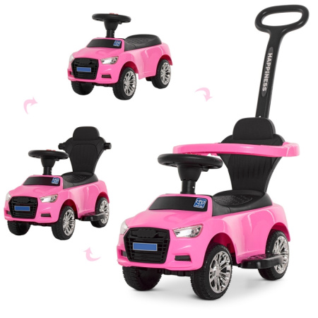 фото Детская каталка-толокар Audi M 3503A(MP3)-8 с родительской ручкой и музыкой MP3 (розовая)
