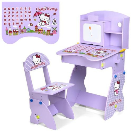 фото Детская парта M 0324-9 Hello Kitty со стульчиком, регулируемая (сиреневая)