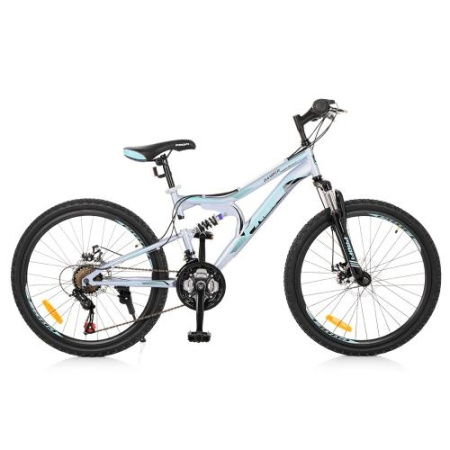 фото Спортивный велосипед 24 дюйма Profi G24DAMPER S24.5 стальная рама 15" (черно-салатово-голубой)