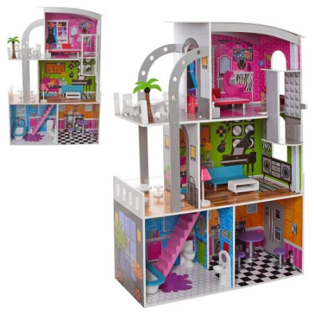 фото Деревянная игрушка Домик MD 2012 три этажа для куклы