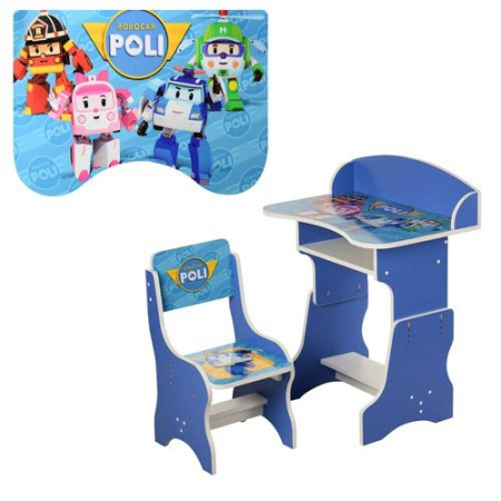 фото Детская парта W 301 Robocar Poli регулируемая высота (синяя)