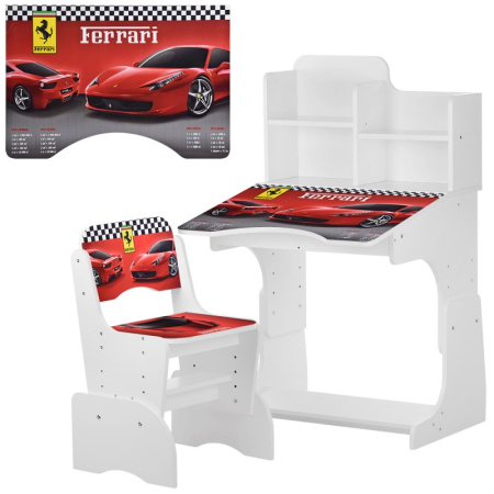 фото Парта со стульчиком для детей W 2071-63-1 машина Ferrari (белая)