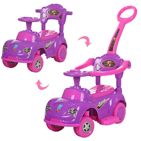 фото Каталка-толокар M 3274-8-9 со съемной родительской ручкой  (фиолетовая)