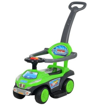 фото Детская каталка - толокар Q 03-3-5 с ручкой, муз. (зеленая)