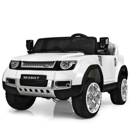 фото Детский электромобиль джип Bambi M 3807EBLR-1 полный привод и кожаное сиденье (белый)