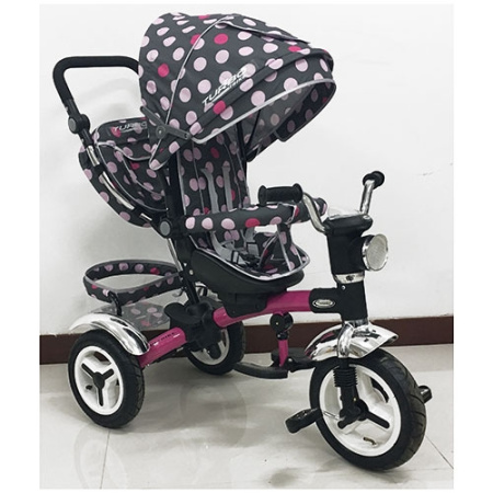 фото Трехколесный велосипед колясочного типа Turbotrike M 3199-6HA-D с резиновыми колесами, с фонариком (розовый круги)