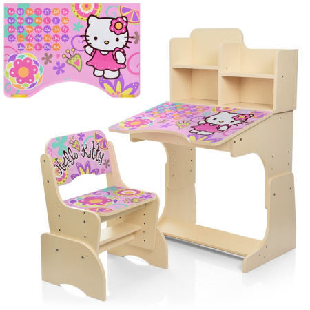 фото Растущая парта для детей со стульчиком W 2071-48-6 Hello Kitty (венге светлый)