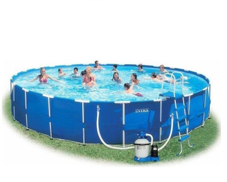 фото С фильтрующим насосом каркасный Бассейн Metal Frame Pool Intex 54948  и лестницей (732х132 см.)
