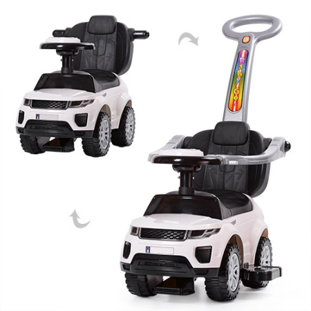 фото Детский толокар 2в1 с родительской ручкой Range Rover HZ614W-1 с багажником (белый)