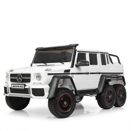 фото Шестиколесный джип для детей Mercedes G63 AMG M 3971EBLR-1 с кожаным сиденьем (белый)