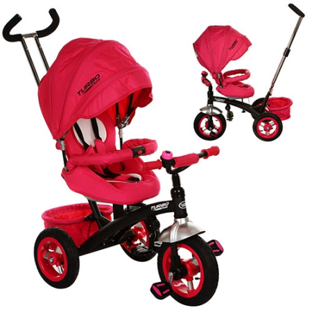 фото Трехколесный велосипед колясочного типа Turbotrike M 3195-1A с резиновыми колесами (розовый)