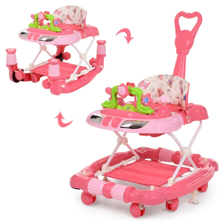 фото Ходунки для детей Bambi M 3849-4 качалка с родительской ручкой (розовые)