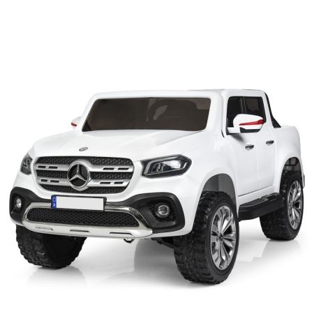 фото Детский джип Mercedes M 3996EBLR-1 полный привод и кожаное сиденье (белый)