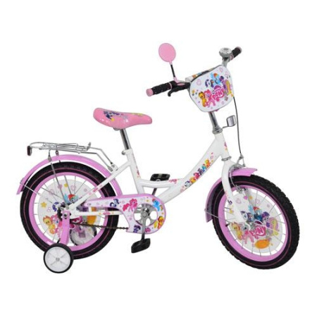 фото Велосипед 12 дюймов для детей P1255W-B Little Pony с черными колесами (бело-розовый)