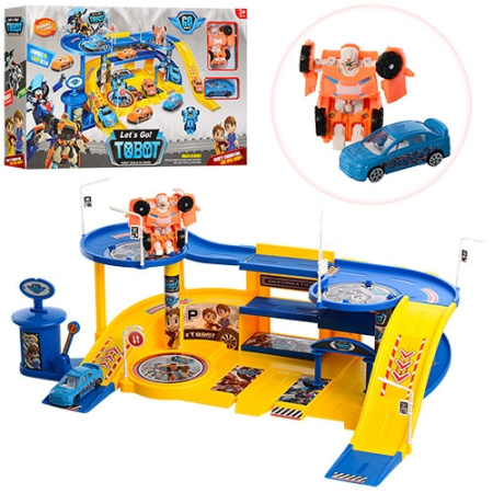 фото Детский гараж для игр Tobot 8612 трехэтажный с машинкой и трансформером