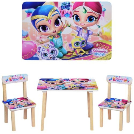 фото Детский столик со стульчиками 501-42 Shimmer Shine деревянный