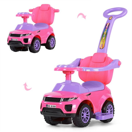 фото Детский толокар 2в1 с родительской ручкой Range Rover HZ614W-8 с багажником (розовый)