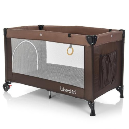 фото Детский манеж Bambi M 3696-4 игровой вход и карман (коричневый)