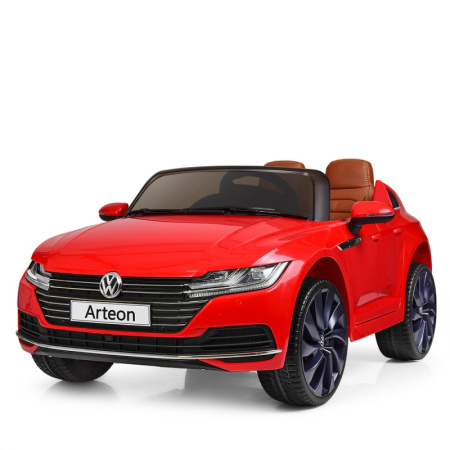 фото Детский электромобиль Volkswagen Arteon M 3993(MP4)EBLR-3 с дисплеем MP4 и кожаным сиденьем (красный)