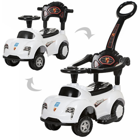 фото Каталка-толокар M 3274-1 со съемной родительской ручкой  (белый)