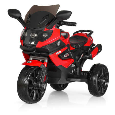 фото Мотоцикл для детей Bambi M 3986EL-3 два мотора 20W и кожаное сиденье (красный)
