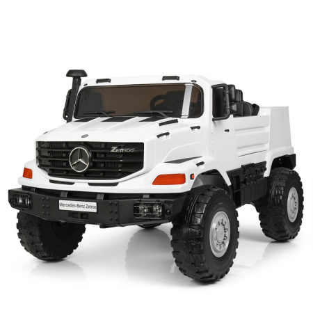 фото Детский джип Mercedes Zetros M 3990EBLR-1 с кожаным сиденьем (белый)
