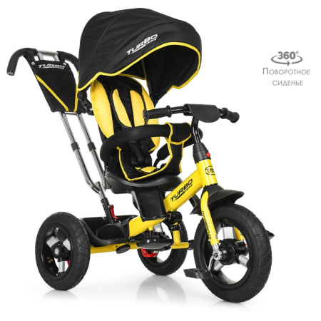 фото Колясочный велосипед TurboTrike M 4059-1 с поворотным сиденьем (желто-черный)
