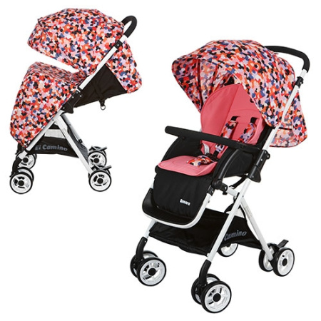фото Коляска детская AMORE M 3405-8 прогулочная с чехлом (коралл-черный)