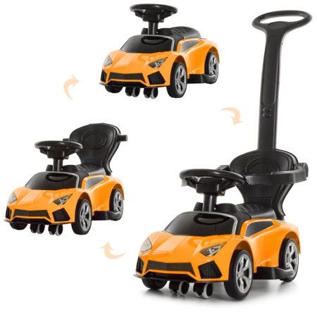 фото Детская каталка-толокар Lamborghini M 4070-6 с родительской ручкой 2в1 (желтая)