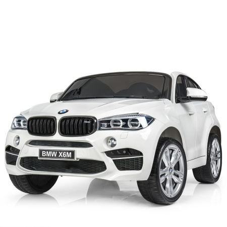 фото Детский джип BMW X6M JJ2168-1 с кожаным сиденьем (белый)