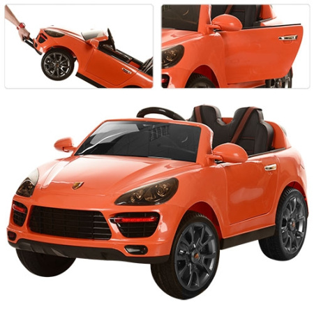 фото Электромобиль для детей Porsche Cayenne M 3191EBLR-7 кожаное сиденье (оранжевый)