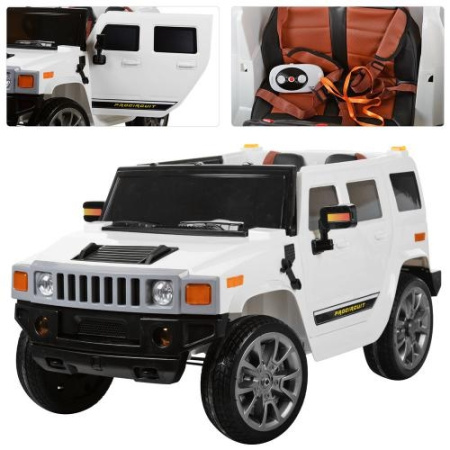 фото Детский электромобиль джип Hummer M 3280EBLR-1 колеса EVA с пультом (белый)