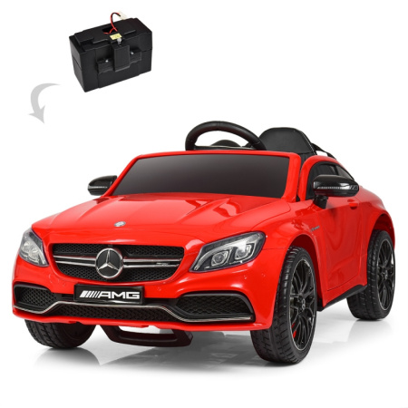 фото Спортивный электромобиль Mercedes AMG M 4010EBLR-3 с кожаным сиденьем (красный)