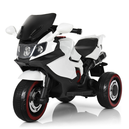 фото Детский электромотоцикл Bambi M 3680L-1 кожаное сиденье и светящиеся колеса (белый)