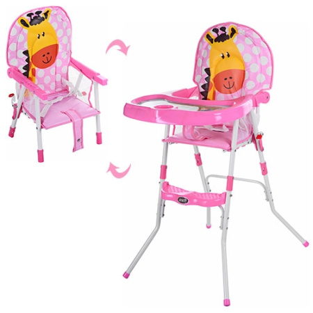 фото Стульчик для кормления 2в1 GL 217С-909 съемный чехол (розовый жираф)