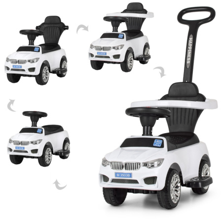фото Детская каталка-толокар BMW M 3503B(MP3)-1 с родительской ручкой и MP3 (белая)