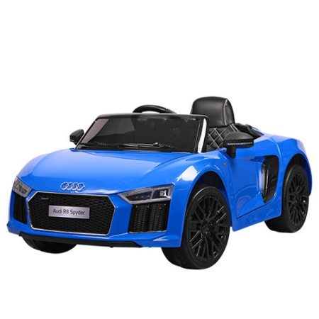 фото Детская машина Audi R8 Spyder JJ2198EBLR-4 с кожаным сиденьем и пультом (синяя)