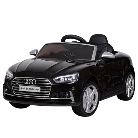 фото Детская машина Audi S5 Cabriolet M 3669EBLR-2 с кожаным сиденьем (черная)