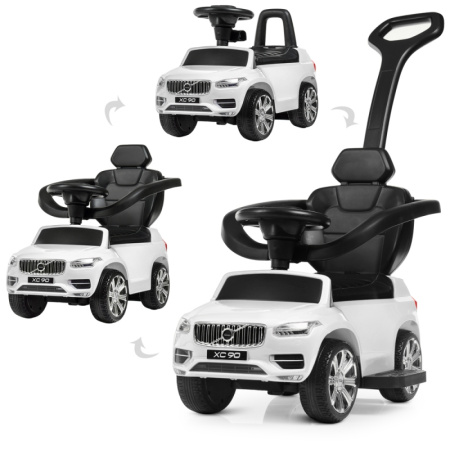 фото Детская каталка-толокар 2в1 Volvo XC 90 M 4114EL-1 мягкие колеса кожаное сиденье и ручка (белая)