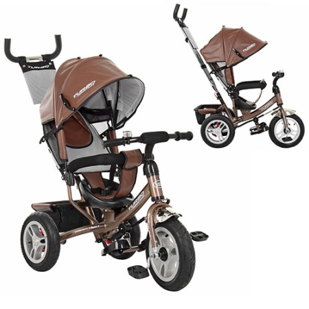 фото Трехколесный велосипед Turbotrike M 3113AL-13 надувные колеса кожаный (шоколад)