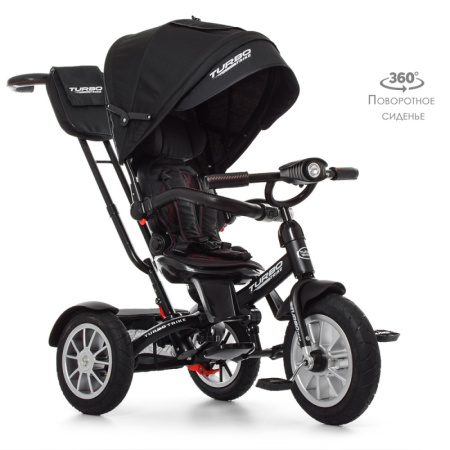 фото Трехколесный колясочный велосипед TurboTrike M 4057-20 поворотный со светом (черный)