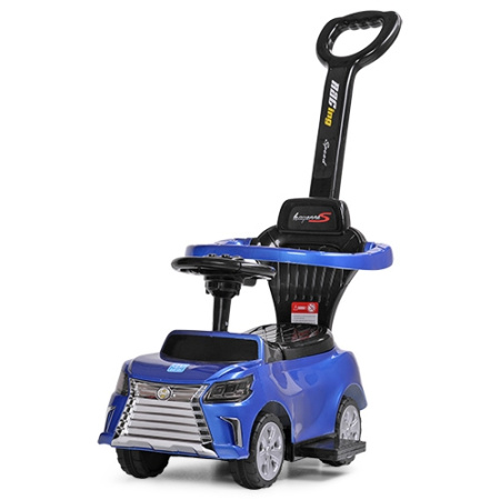 фото Каталка-толокар для детей 2в1 BAMBI M 3593S-4 с родительской ручкой автокраска (синяя)