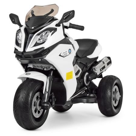 фото Детский электромобиль мотоцикл Bambi M 3913EL-1 кожаное сиденье и музыка (белый)