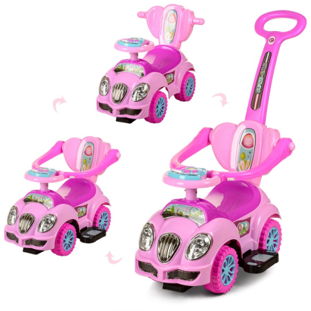 фото Детская каталка-толокар HZ 558 W-8 с родительской ручкой (розовый)